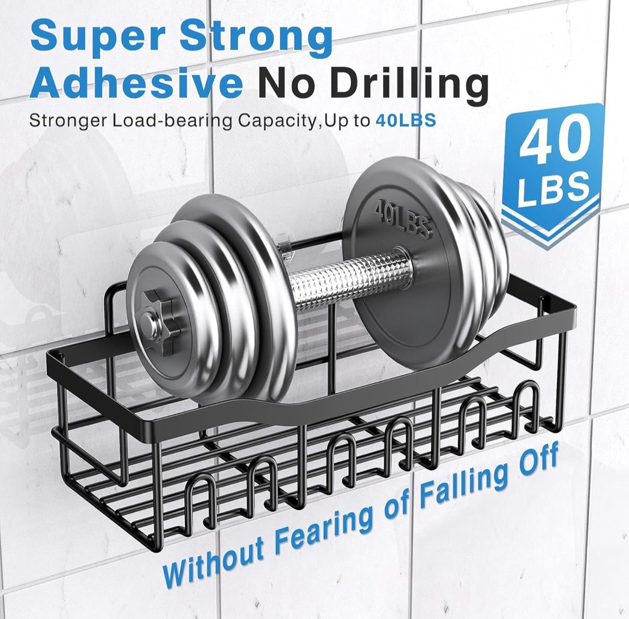 5 piece shower caddy,Adhesive sticker,NO Drilling,stainless steel ,Rust proof