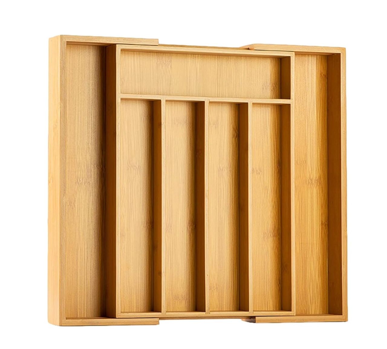 Bamboo cutlery tray for kitchen utensils, drawer organizer
