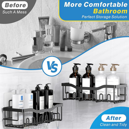 5 piece shower caddy,Adhesive sticker,NO Drilling,stainless steel ,Rust proof